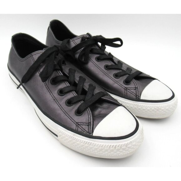 CONVERSE All Star Metallic Gray Leather Chuck Taylor Sneakers 544924C Shoes Sz 9 - Picture 1 of 7